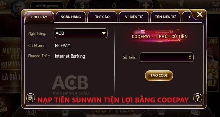 Hướng dẫn cách Nạp tiền Sunwin nhanh chóng